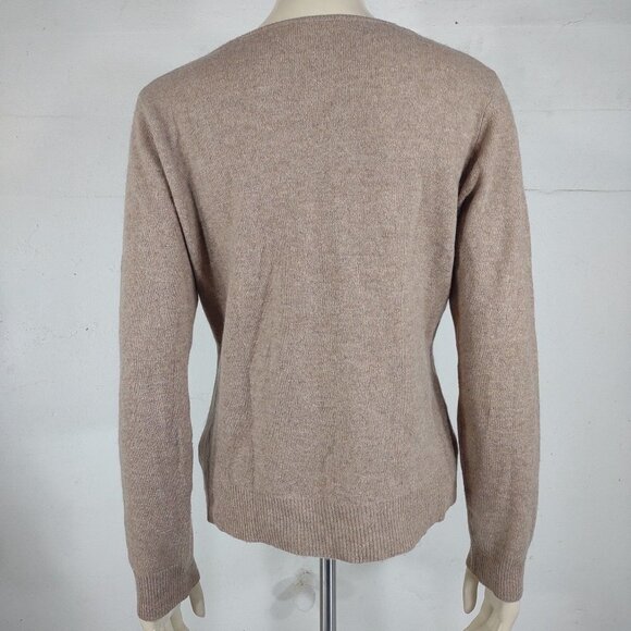 Apt. 9. beige tan brown argyle 100% Cashmere V-neck sweater ladies Large - Picture 4 of 6